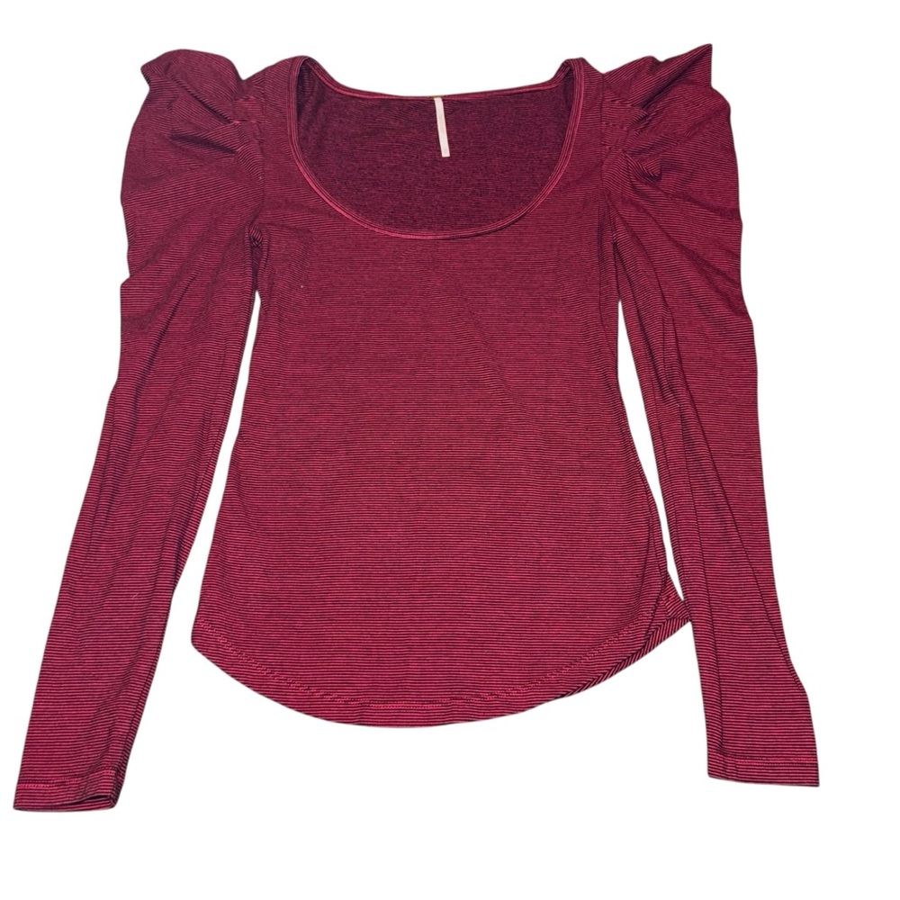 Free People Burgundy Long Sleeve Blouse